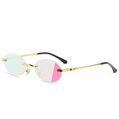 HBK Väikesed ümmargused ääristeta päikeseprillid Naistele Mehed Vintage Teevarjud Brändi Disain Raamita päikeseprillid Ovaalsed Prillid UV400