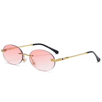 HBK Väikesed ümmargused ääristeta päikeseprillid Naistele Mehed Vintage Teevarjud Brändi Disain Raamita päikeseprillid Ovaalsed Prillid UV400