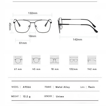 Anti Blue Light & Photochromic Double Beam γυαλιά, Ανδρικά Blue Ray Blocking γυαλιά υπολογιστή, Γυναικείες σκελετοί Myopia Glass A9066