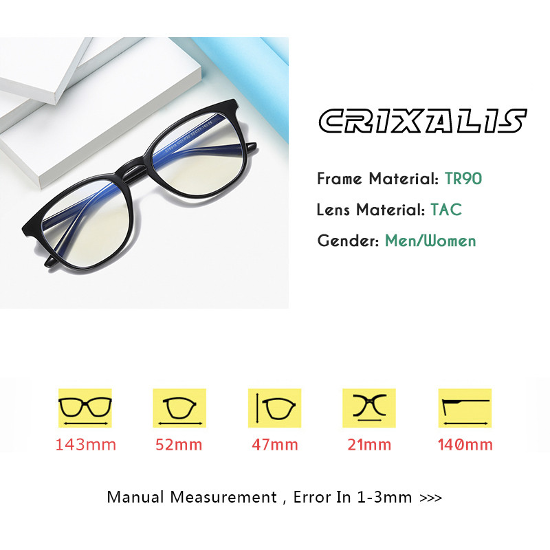 CRIXALIS Vyriški Anti Blue Ray šviesą blokuojantys akiniai vyrams Moteriški UV400 Vintage akiniai kompiuteriui Unisex Round TR90 optinis rėmelis