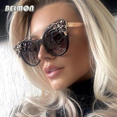 „Belmon Fashion Cat Eye“ akiniai nuo saulės moteriški prekės ženklo dizainerio akiniai nuo saulės moterims „Vintage Oculos Cateye“ spalvoti lęšiai, moteriški RS672