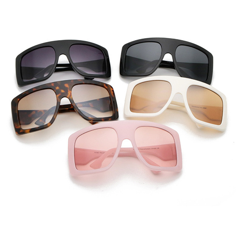 ülisuured mustad toonid Naiste päikeseprillid meeste luksusbränd Big Frame Flat Top vintage päikeseprillid naiste oculos de sol