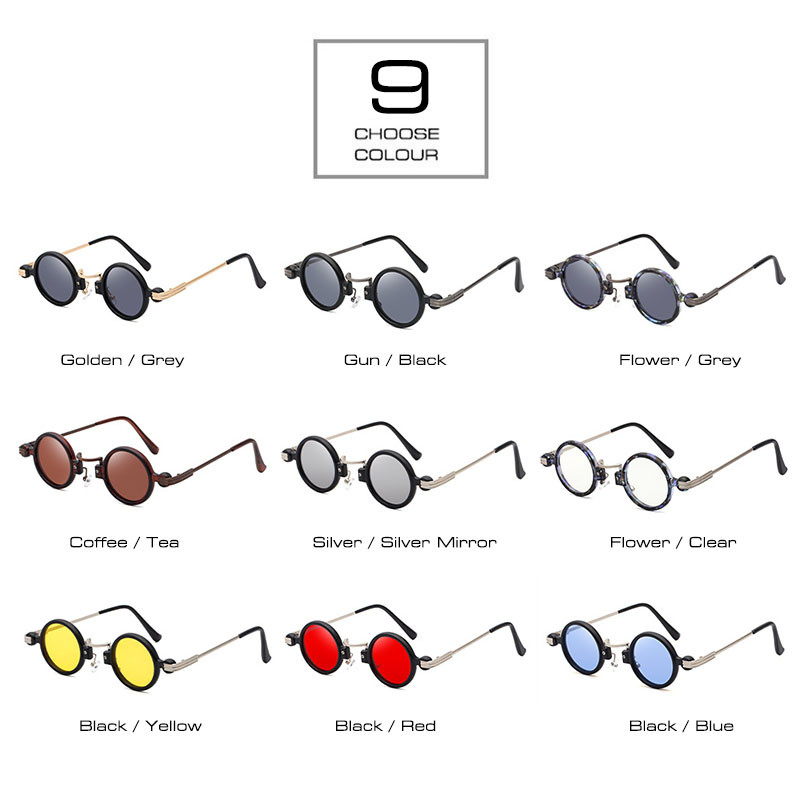 SHAUNA Ретро пънк слънчеви очила Дамски винтидж малки кръгли абажури Мъжки UV400