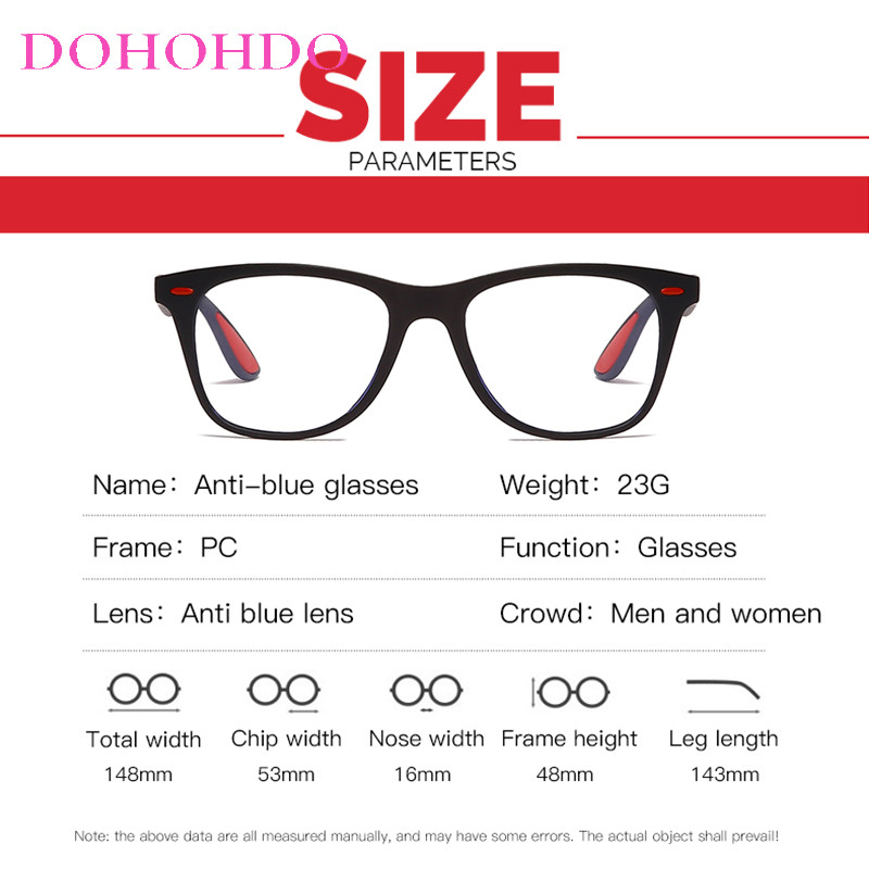 DOHOHDO Nove naočale protiv plave svjetlosti za žene i muškarce Naočale koje blokiraju zračenje plave svjetlosti Četvrtasti okvir za naočale Zaštita računala