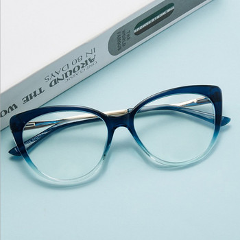2022 Винтидж очила с котешки очи Дамски маркови дизайнерски ретро очила Женски прозрачни прозрачни лещи Очила против син светъл метал