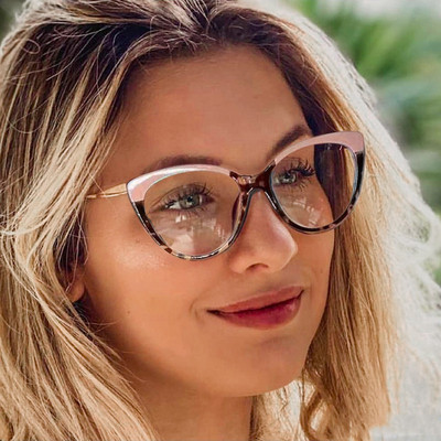 2022 Винтидж очила с котешки очи Дамски маркови дизайнерски ретро очила Женски прозрачни прозрачни лещи Очила против син светъл метал