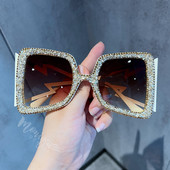 Ochelari de soare pentru femei 2022 Oversize Big Wide Temple Bling Stones Ochelari de vedere de marcă vintage Nuante de modă UV400 Oculos
