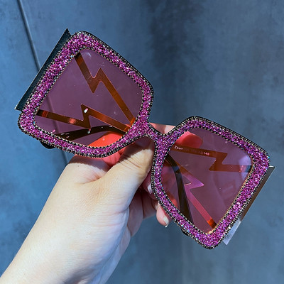 Ochelari de soare pentru femei 2022 Oversize Big Wide Temple Bling Stones Ochelari de vedere de marcă vintage Nuante de modă UV400 Oculos
