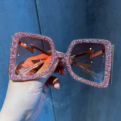 Ochelari de soare pentru femei 2022 Oversize Big Wide Temple Bling Stones Ochelari de vedere de marcă vintage Nuante de modă UV400 Oculos