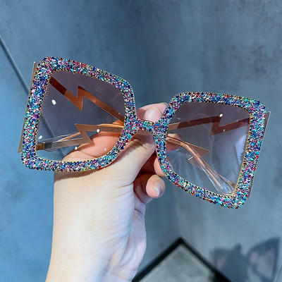 Ochelari de soare pentru femei 2022 Oversize Big Wide Temple Bling Stones Ochelari de vedere de marcă vintage Nuante de modă UV400 Oculos