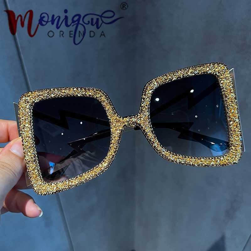 Ochelari de soare pentru femei 2022 Oversize Big Wide Temple Bling Stones Ochelari de vedere de marcă vintage Nuante de modă UV400 Oculos
