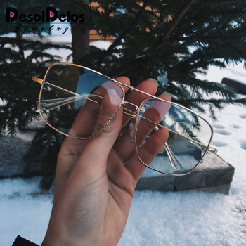 DesolDelos Vintage Χρυσός Σκελετός Γυαλιά Οράσεως Ανδρικά Γυναικεία Γυαλιά Ηλίου Ρετρό Τετράγωνος Οπτικός Φακός Γυαλιά Nerd Clear Lens