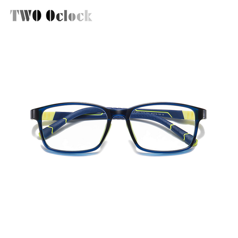 TWO Oclock Aukštos kokybės vaikams mėlyni šviesūs akiniai kvadratiniai silikoniniai nosies pagalvėlės optiniai akinių rėmeliai akiniai vaikams 0 dioptrijų akiniai