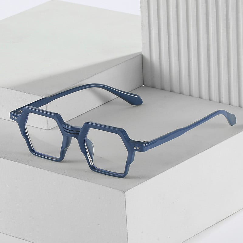 SHAUNA Анти-синя светлина Ретро нитове Шестоъгълни рамки за очила Оптични очила
