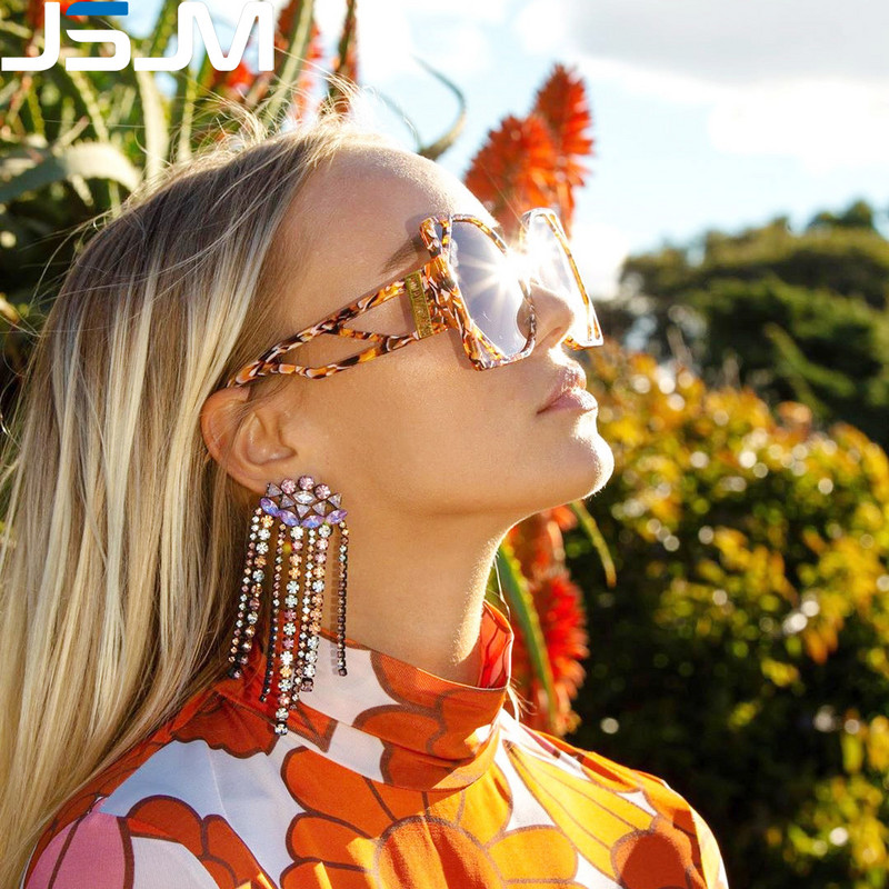 JSJM 2022 új luxus macskaszem nagy keretes napszemüvegek női márka tervező divat színes lencsék napszemüvegek Oculos De Sol Gafas