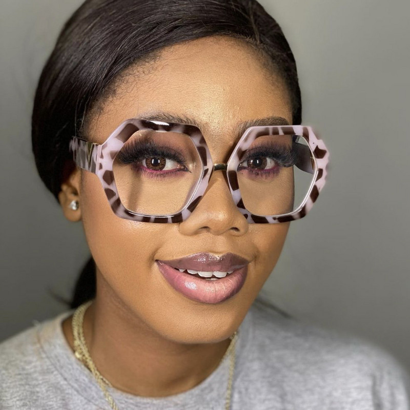 Kvadratinis anti mėlynas šviesus akinių rėmelis moterims Vintažiniai dideli juodi moteriški akinių rėmeliai madingi prekės ženklo skaidrūs akiniai