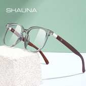 SHAUNA Retro Rivets Anti-Blue Light Γυαλιά Σκελετοί Wood Grain TR90 Τετράγωνα οπτικά γυαλιά