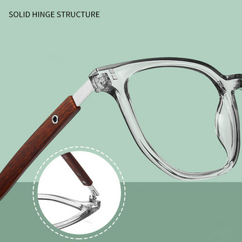 SHAUNA Retro Rivets Anti-Blue Light Glasses Frames Wood Grain TR90 Квадратни оптични очила