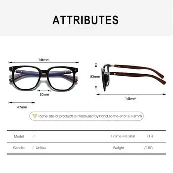 SHAUNA Retro Rivets Anti-Blue Light Glasses Frames Wood Grain TR90 Квадратни оптични очила