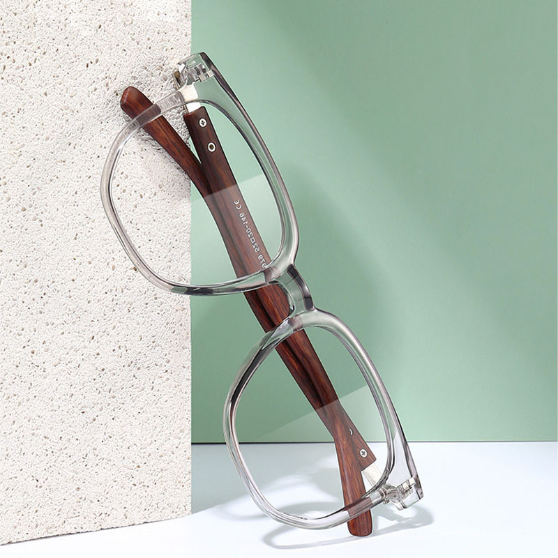 SHAUNA Retro Rivets Anti-Blue Light Γυαλιά Σκελετοί Wood Grain TR90 Τετράγωνα οπτικά γυαλιά