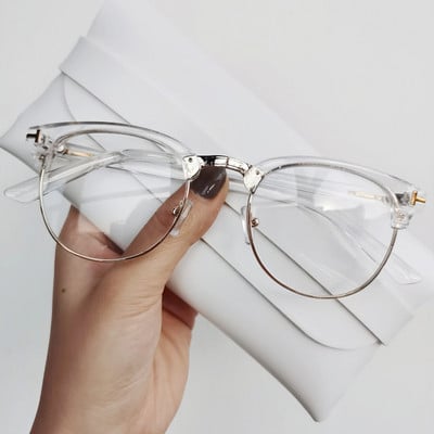 2023 Ramă de ochelari pentru femei, jumătate de metal, ramă de ochelari pentru bărbați, ochelari vintage pătrați clari, ramă pentru ochelari optici