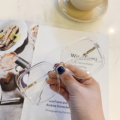 Uue moe vintage läbipaistvad ruudukujulised prillid, naiste bränd Disainer Värsked suured läbipaistvad prillid Naiste optilised prillid