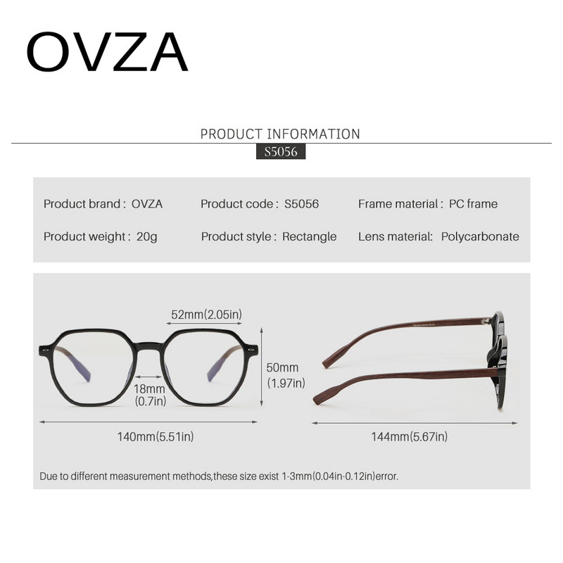 OVZA modni okvir za optičke naočale Ženske dizajnerske naočale za računala za muškarce Anti Blue Ray naočale S5056