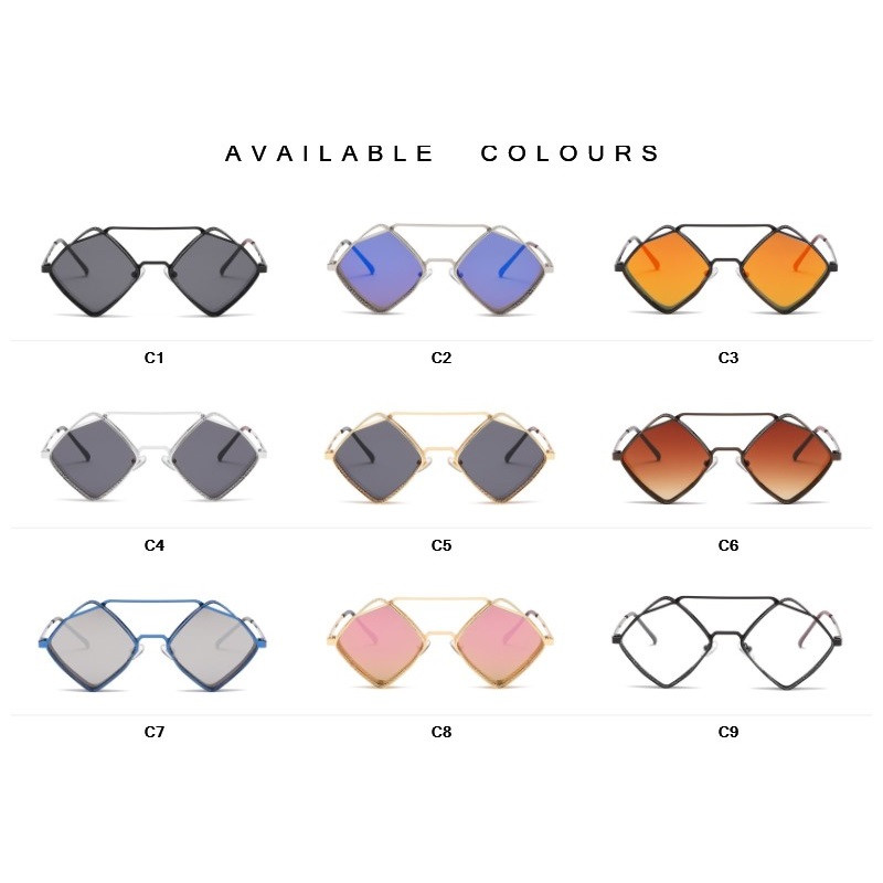 Vintage Steampunk Unisex akiniai nuo saulės prabangūs dizainerių punk akiniai rombo lydinio rėmeliai vyrams ir moterims