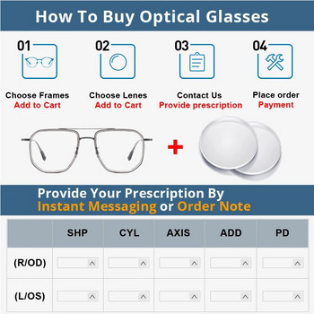 Ανδρικά γυαλιά αντι μπλε ακτίνας Optic Custom Myopic Hyperopic Γυαλιά Σκελετός από κράμα Reactangle Συνταγογραφούμενα γυαλιά