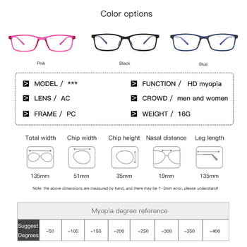 0,5 -1 -1,5 -2 -2,5 -3 -3,5 -4 Очила за късогледство Мъжки Дамски модни очила против синя светлина Vintage Pink Black Square Eyeware