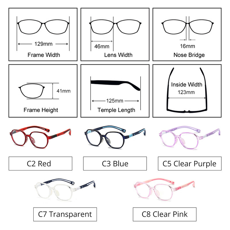 Fleksibilni TR90 okviri dječjih naočala Dječaci Djevojčice Antiplavo svjetlo dioptrijske naočale Dječji spektakl 0 dioptrija optički dioptrijski okvir