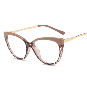 Прозрачни очила с котешки очи Дамски модни ретро брандови рамки за оптични очила Дамски ретро анти синя светлина Метални крака Очила