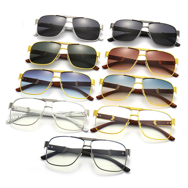 Vintage luksuzne muške modne sunčane naočale, elegantne muške naočale za vožnju na otvorenom, četvrtaste drvene pruge, sjenila UV400