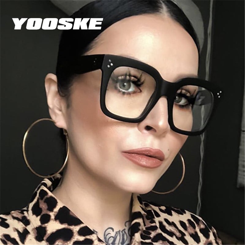 Rame de ochelari YOOSKE transparente pentru femei, ochelari supradimensionați, bărbați, vintage, ochelari de vedere falși, ramă neagră pentru miopie pentru femei