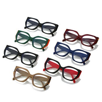 SO&EI Vintage Polygon Cat Eye Women Glasses Frame Fashion Clear Anti-Blu-Ray Lens Eyewear Men Optical Double Color Frame