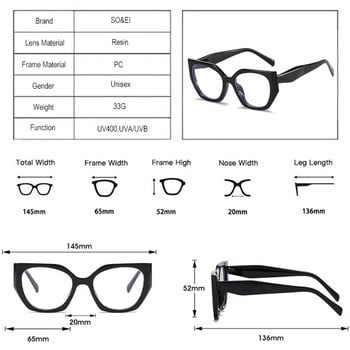 SO&EI Vintage Polygon Cat Eye Women Glasses Frame Fashion Clear Anti-Blu-Ray Lens Eyewear Men Optical Double Color Frame