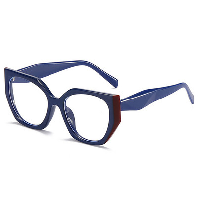 SO&EI Vintage Polygon Cat Eye Women Glasses Frame Fashion Clear Anti-Blu-Ray Lens Eyewear Men Optical Double Color Frame