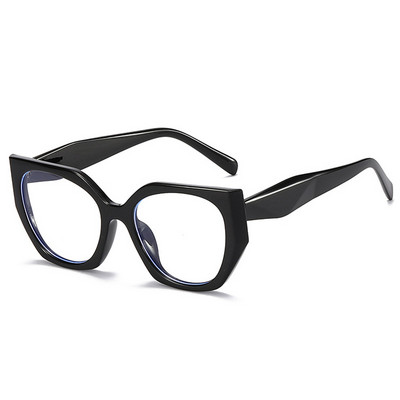 SO&EI Vintage Polygon Cat Eye Women Glasses Frame Fashion Clear Anti-Blu-Ray Lens Eyewear Men Optical Double Color Frame