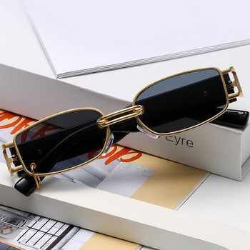 Τα πιο πρόσφατα επώνυμα γυαλιά ηλίου Hip Hop για άνδρες και γυναίκες Rap Fashion Square Gold Μεταλλικός σκελετός Πολυτελή γυναικεία γυαλιά Hiphop