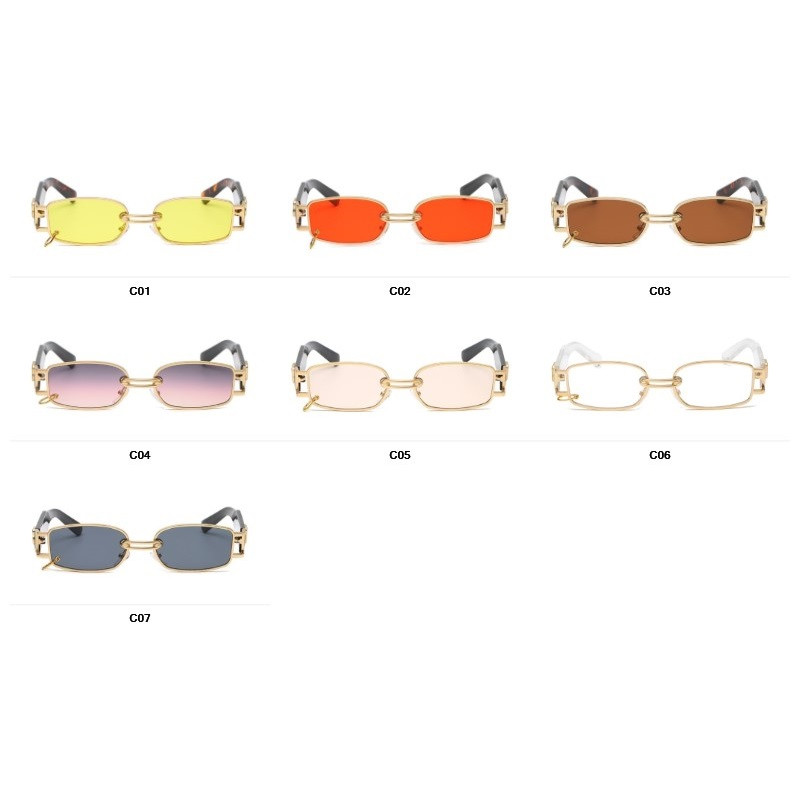 Naujausi hiphopo dizainerio akiniai nuo saulės vyrams ir moterims Repo mados kvadratiniai auksiniai metaliniai rėmeliai prabangūs moterų hiphop akiniai