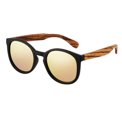 Hu Wood 2018 ochelari de soare rotunzi polarizați din bambus pentru bărbați și femei, protecție UV cu ochelari de soare vintage din lemn