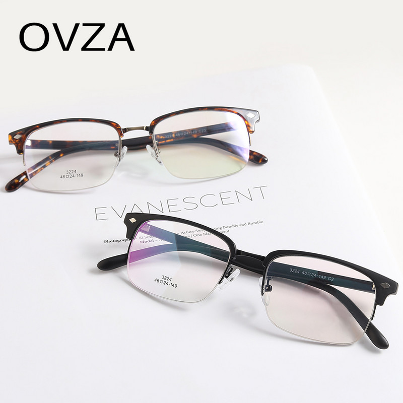 OVZA TR90 Μόδας Οπτικός Σκελετός Ανδρικά γυαλιά χωρίς στεφάνι Anti Light Blue Γυναικεία γυαλιά Οράσεως κατά της κούρασης Classic Rectangle S6009