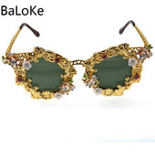 Elegantne sunčane naočale nove marke Ženske sunčane naočale s kristalnim mačjim okom Barokne retro sunčane naočale punog okvira Ženski modni dodaci