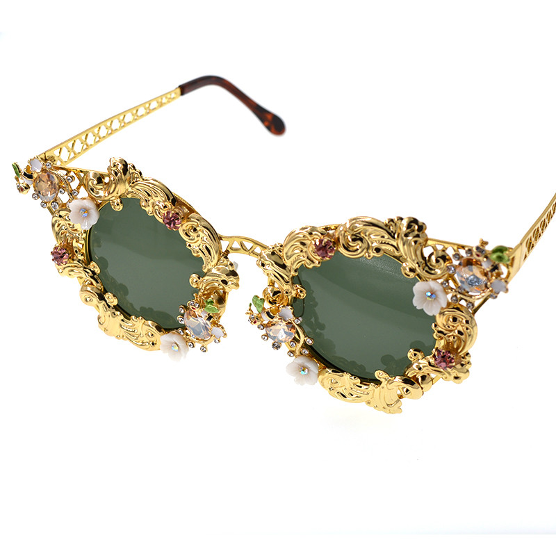 Elegantne sunčane naočale nove marke Ženske sunčane naočale s kristalnim mačjim okom Barokne retro sunčane naočale punog okvira Ženski modni dodaci