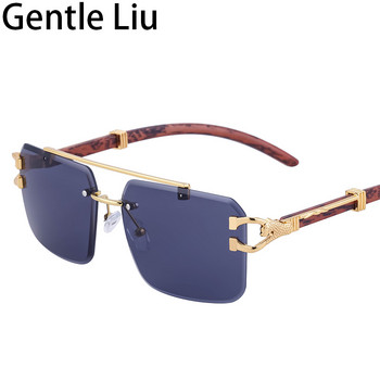 Ανδρικά γυαλιά ηλίου Rimless τετράγωνα γυαλιά ηλίου 2023 Luxury brand Γυαλιά ηλίου χωρίς πλαίσιο Leopard Decorate Αποχρώσεις γυαλιών UV400 Δωρεάν αποστολή