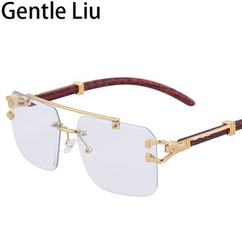 Ανδρικά γυαλιά ηλίου Rimless τετράγωνα γυαλιά ηλίου 2023 Luxury brand Γυαλιά ηλίου χωρίς πλαίσιο Leopard Decorate Αποχρώσεις γυαλιών UV400 Δωρεάν αποστολή