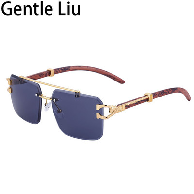 Kvadratiniai akiniai nuo saulės, vyriški, moteriški, 2023 m. prabangūs prekės ženklo berėmiai akiniai nuo saulės Leopard Dekoruoti akinių šešėliai UV400 nemokamas pristatymas