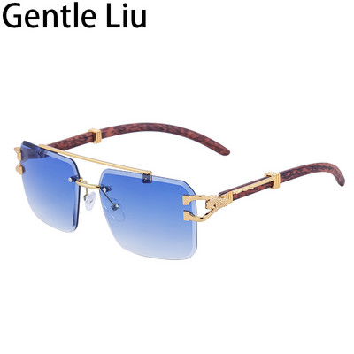 Kvadratiniai akiniai nuo saulės, vyriški, moteriški, 2023 m. prabangūs prekės ženklo berėmiai akiniai nuo saulės Leopard Dekoruoti akinių šešėliai UV400 nemokamas pristatymas