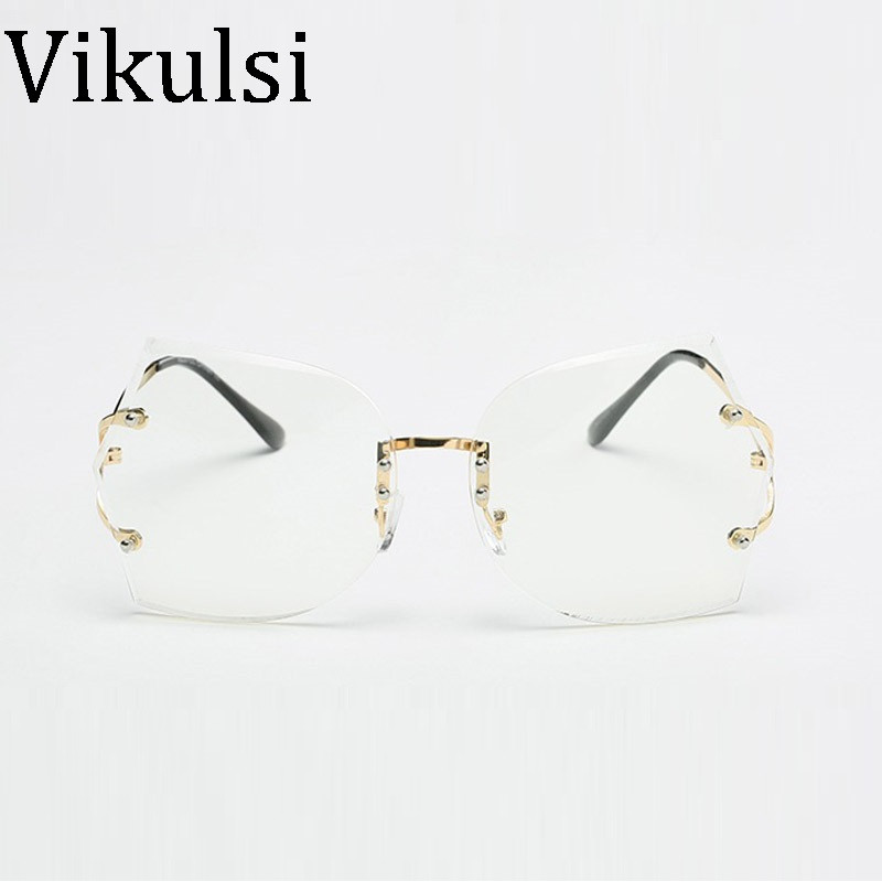 2017 Modne vintage sunčane naočale bez okvira Ženske visokokvalitetne gradijent ženske sunčane naočale bez okvira ženske ružičaste prozirne naočale Ženske