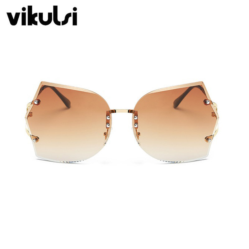 2017 Modne vintage sunčane naočale bez okvira Ženske visokokvalitetne gradijent ženske sunčane naočale bez okvira ženske ružičaste prozirne naočale Ženske